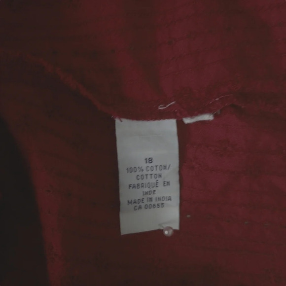 Penningtons Eyelet Red Wine Cotton Blouse with Sheet Trim 18 - Picture 9 of 9